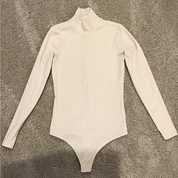 SPANX Suit Yourself Ribbed Long Sleeve Turtleneck Bodysuit | Cream - Picture 7 of 13